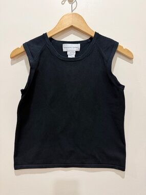 august silk Vintage Silk Blend Black Detailed Stretch Tank Top